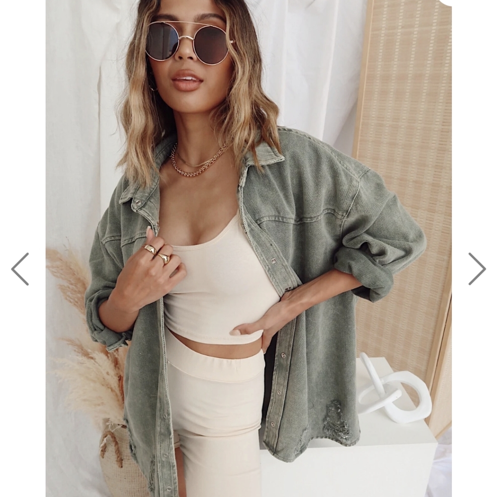 NWOT Nashville Nights Olive Oversized Shirt